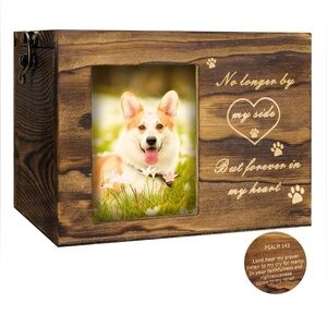 Wooden Pet Urn engraved with Biblical Psalm on back Brand New